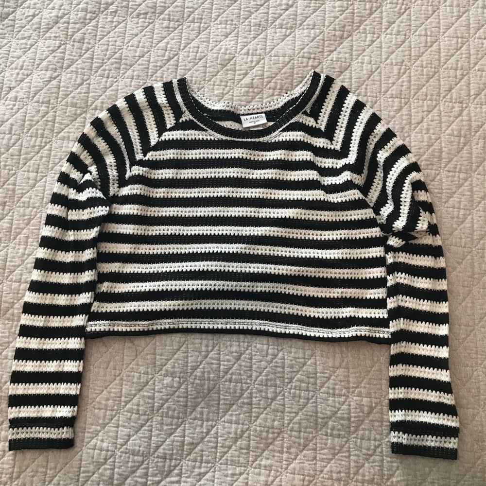 Black & White Striped Pac Sun Sweater Crop Top